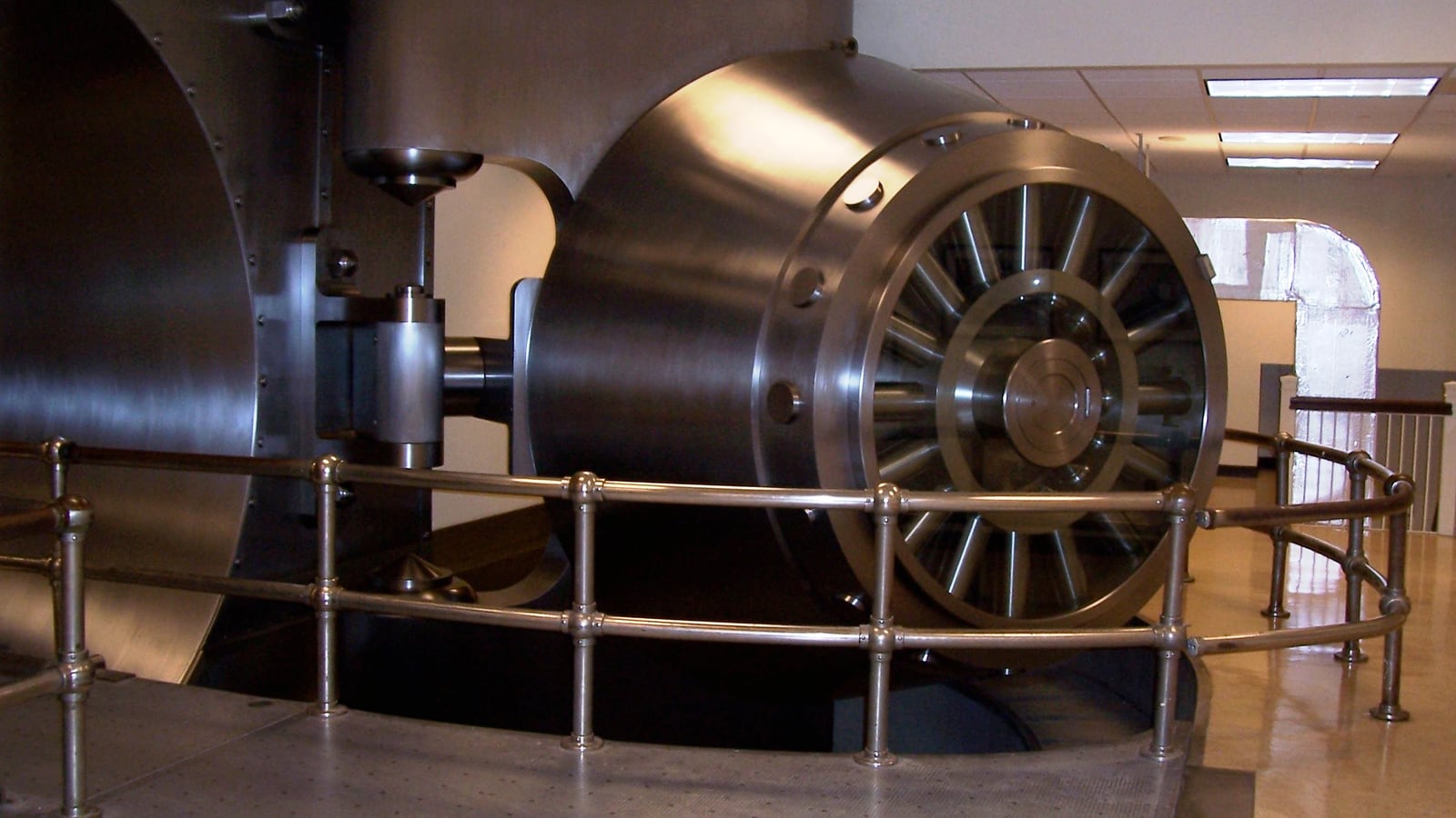Heavy round steel door of a bank vault