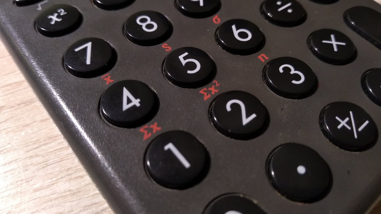 Close view of the number keys of a calculator